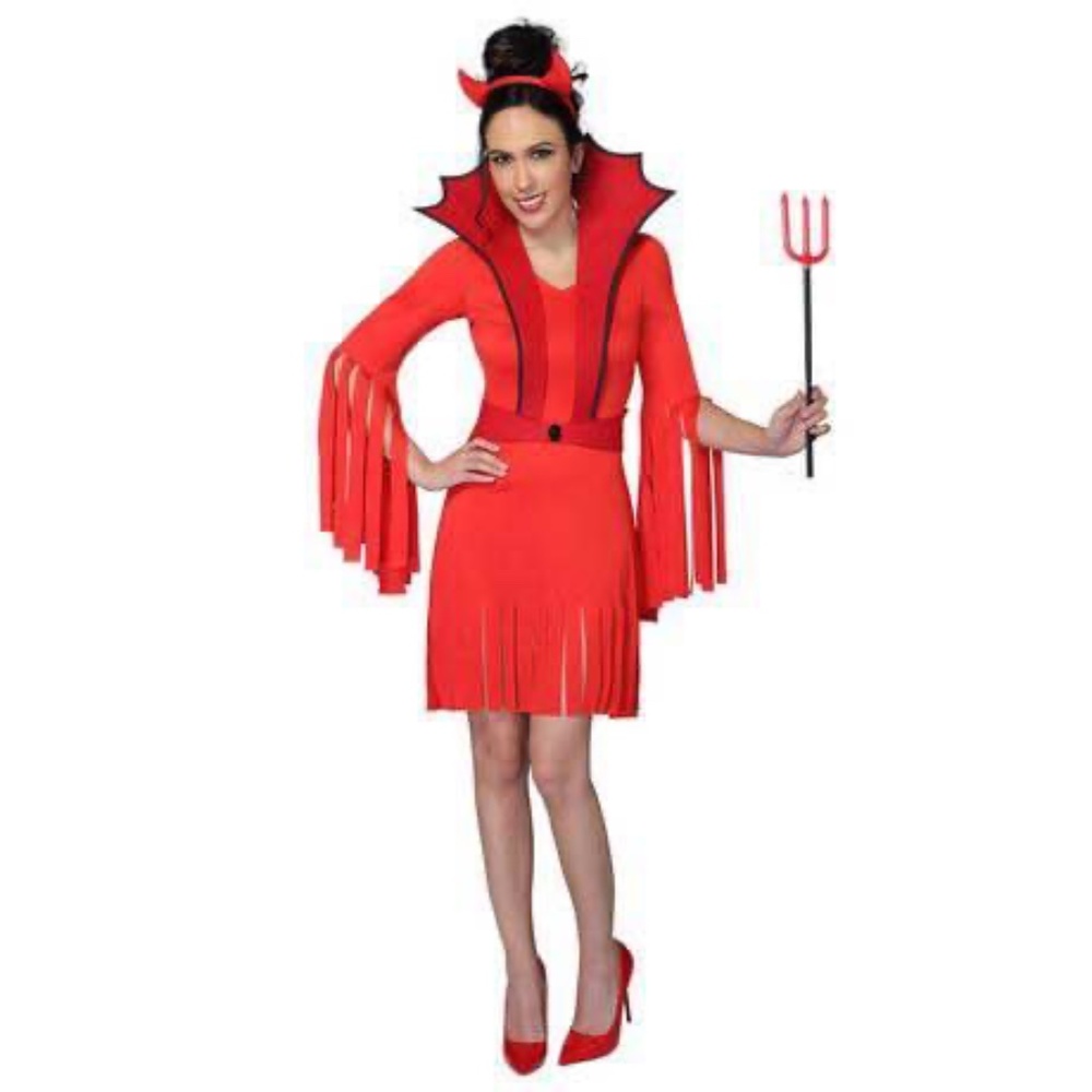 BRAND NEW women red hot devil halloween costume size M 8-10 (dress/headband)